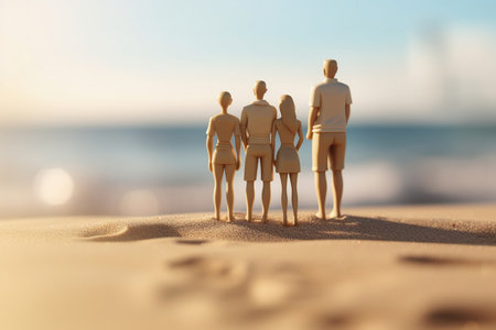Cartoon style 3d illustration of a smiling happy family having fun at vacation - AI generativeの素材