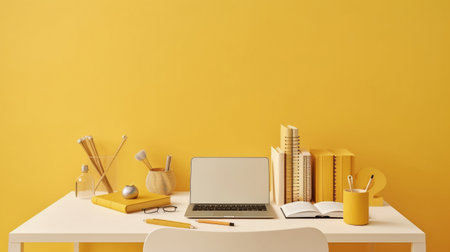 Workspace home office desk supplies on office workplace. AI Generativeの素材