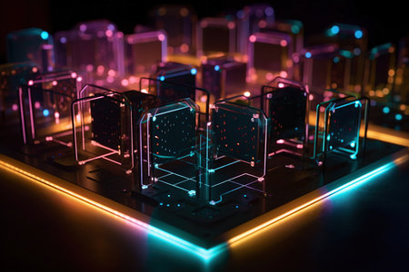 A Quantum computer technology. qubits. AI Generativeの素材