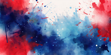 July 4th background, red white and blue colors with soft faded watercolor texture design. AI Generativeの素材