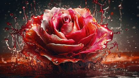 A Beautiful underwater red rose AI generative art.の素材