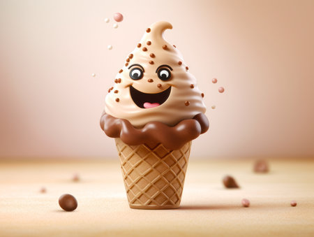 ice cream Anthropomorphic cute cartoon illustration stile generative AIの素材
