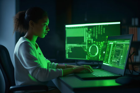 Portrait of a Multiethnic QA Engineer Working on Finding and Fixing Bugs in a Product or Software Before the Launch.AI Generativeの素材