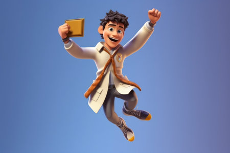 Happy student boy 3D Clay Animation Style. Back to School, Children Education and Learning Themes. AI Generativeの素材