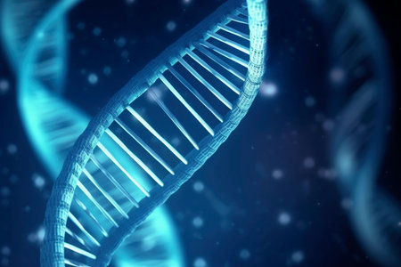 A Dna helix enlarged model in bright colors and spots, Generative AIの素材