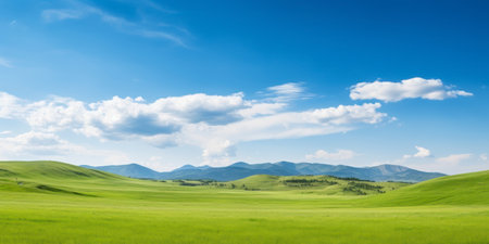 A natural scenic panorama green field AI generated imageの素材
