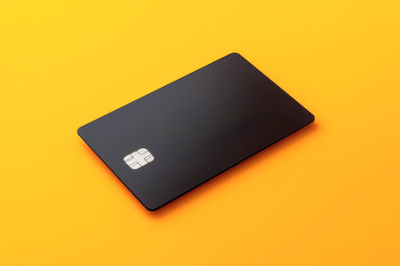 Black credit card on yellow background for business concept. AI Generativeの素材