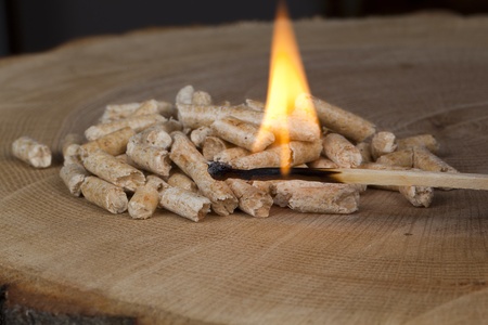 Wood pellets for fireplaces and stovesの写真素材