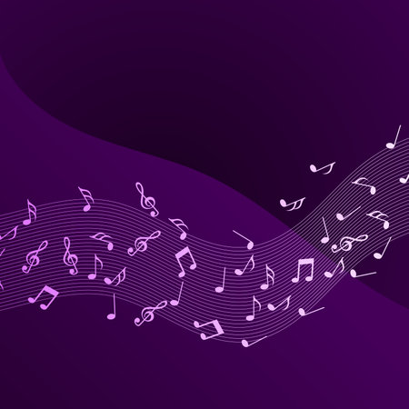 Musical notes on purple background. Vector illustration for your design.のイラスト素材