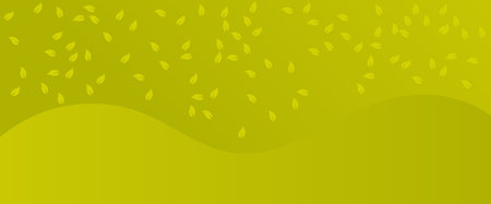 Abstract background with green leaves. Vector illustration. Horizontal banner.のイラスト素材