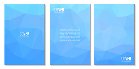 Set of blue polygonal backgrounds. Abstract geometric vector illustration.のイラスト素材