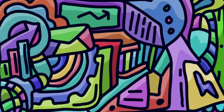 Graffiti doodle seamless pattern. Colorful vector background.のイラスト素材