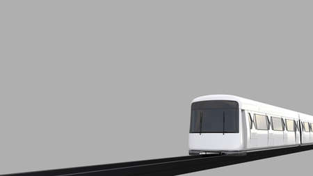 Train, Subway or Sky Train Transport with rail. Railroad travel and railway tourism. 3D illustration...