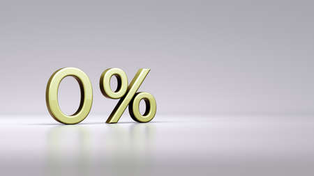 Gold zero percent or 0 % isolated over white background . Premium Gold zero digit percent or 0 %...