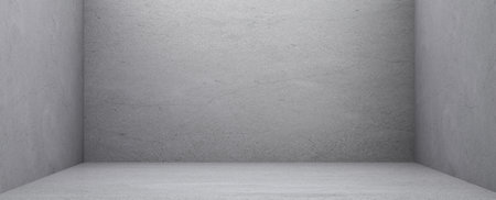 Empty room with concrete wall and floor. 3d render illustration.の写真素材