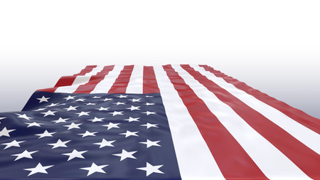 USA Flag Carpet  on the floor path. USA flag background. 3D rendering of the United States of America flag.の写真素材