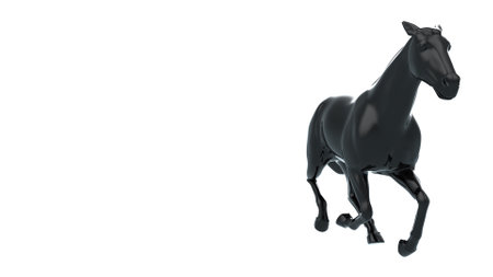 Black horse on a white background. 3d illustration. 3d renderingの写真素材
