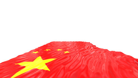 Flag of China isolated on a white background. 3d rendering.の写真素材