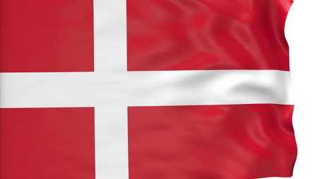 Flag of Denmark waving in the wind. Part of a series.の写真素材