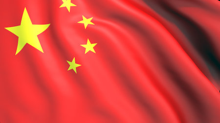 3d rendering of China flag waving in the wind. Part of a series.の写真素材