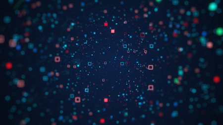 3d rendering of abstract particles in space with depth of field and bokehの写真素材