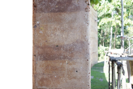 Old brick wall with white background for your text or image with copy space.の写真素材