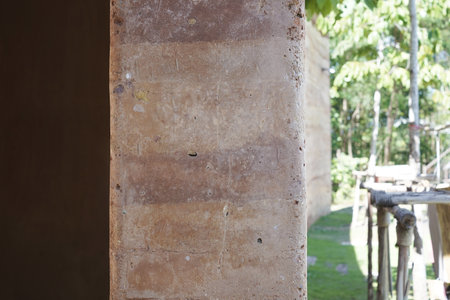 Old brick wall in the park,Thailand,selective focus.の写真素材