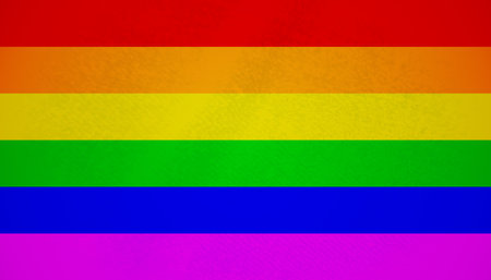 Rainbow flag of the LGBT community. Pride gay flag grunge waving in the wind. Close up of LGBT rainbow banner blowing, soft and smooth silk. LGBTQ events concept.の写真素材