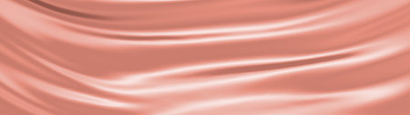 Closeup of rippled pink satin fabric, abstract background. Rose gold wavy cloth background.の写真素材