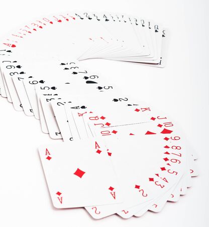 Playing cards  All the cards form an  S  on a white background  