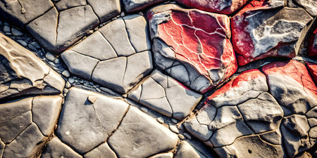 Amazing rock formation with red and grey pattern for geology exploration projects