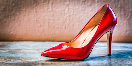 Stunning red stiletto heel, a symbol of power and elegance, perfect for fashion blogs, magazines, and adding a touch of glamour to any projectの写真素材