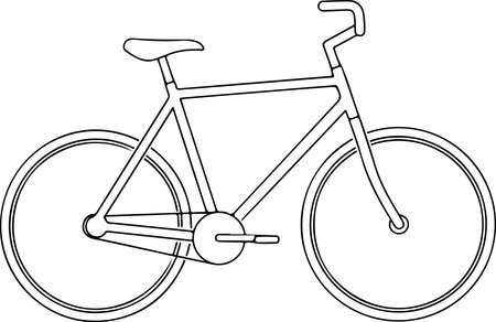 Minimalist bicycle line illustration ready for coloring, designs, or icons. Perfect for fitness, recreation, or sustainable transport projects.のイラスト素材