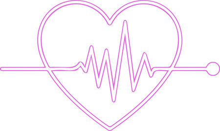 Heartbeat lifeline conveys health and wellness. Minimalist style is perfect for medical designs, healthcare campaigns, or expressing love and vitality.のイラスト素材