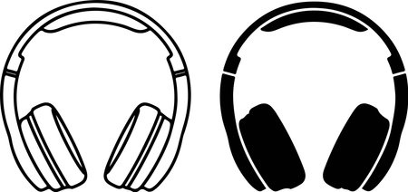 Listen to music with these headphone designs, perfect for audio projects, music promotions, and stylish visuals. Great for tech and entertainment brands.のイラスト素材