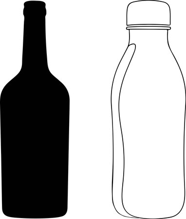 Sleek bottle vectors offer a modern touch for branding, packaging mockups, or product design. Use the silhouette or outline for versatile projects.のイラスト素材