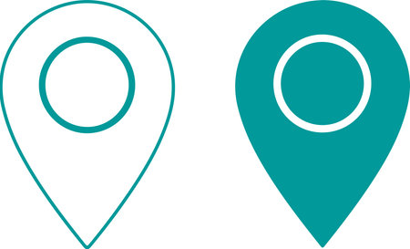 Modern map pin illustrations. Perfect for adding location markers to designs. Use for travel apps or business contact pages. Easy to customize and use.のイラスト素材