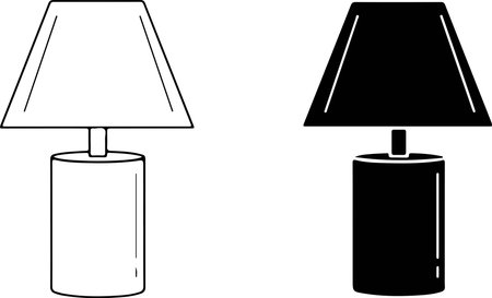 Modern table lamp illustrations, perfect for interior design projects. Use these elegant lamps to add a touch of sophistication to your creative designs.のイラスト素材