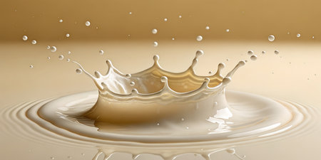 Creamy beige liquid splash stop motion captures the moment with dynamic elegance and smooth texture for luxury beautyの写真素材