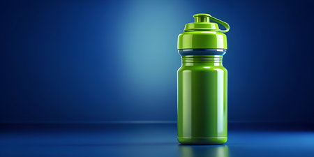 Stay hydrated in style with this vibrant green reusable water bottle perfect for fitness enthusiasts and eco conscious consumers on the goの写真素材