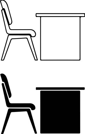 Sleek desk and chair graphic offers a clean, professional touch. Ideal for presentations, mockups, and design projects needing a modern, minimalist aesthetic.のイラスト素材