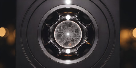 Symmetrical composition of plasma sphere containing glowing white lightning threads. Advanced...