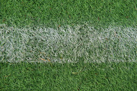 Artificial track and field with green grass combined with artificial grassの写真素材