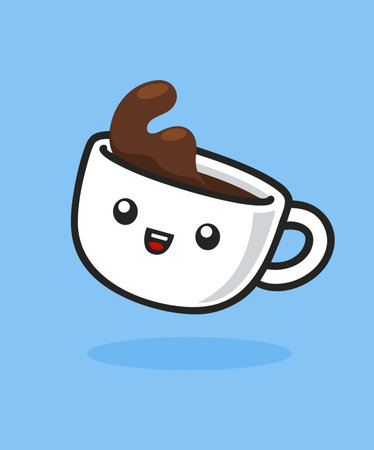 Cute Coffee Cup Cartoon Icon Illustration.のイラスト素材