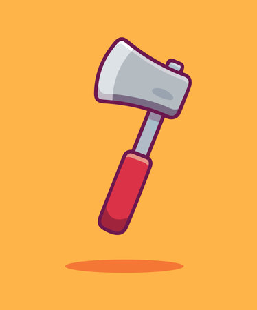 Axe Floating Cartoon Icon Illustration, Object Icon Concept Isolatedのイラスト素材