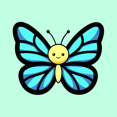 Cute Butterfly Cartoon Vector Icon Illustration, Animal Nature Icon Concept Isolated.のイラスト素材
