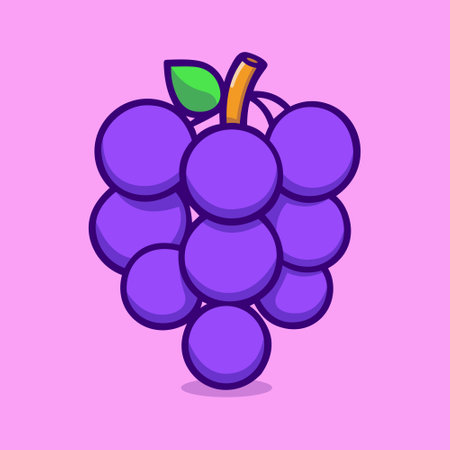 Grape Fruit Cartoon Vector Icon Illustration, Food Nature Icon Concept Isolated.のイラスト素材