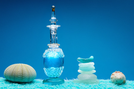Set of objects related to aromatherapy and spaの写真素材