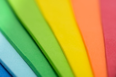 Thin sheets of multicolored cellular rubber arranged into iridescent shape