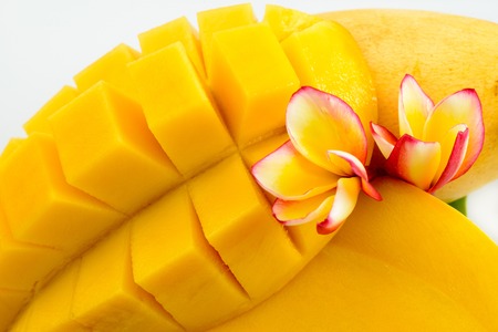 Mango fruit isolated on whiteの写真素材